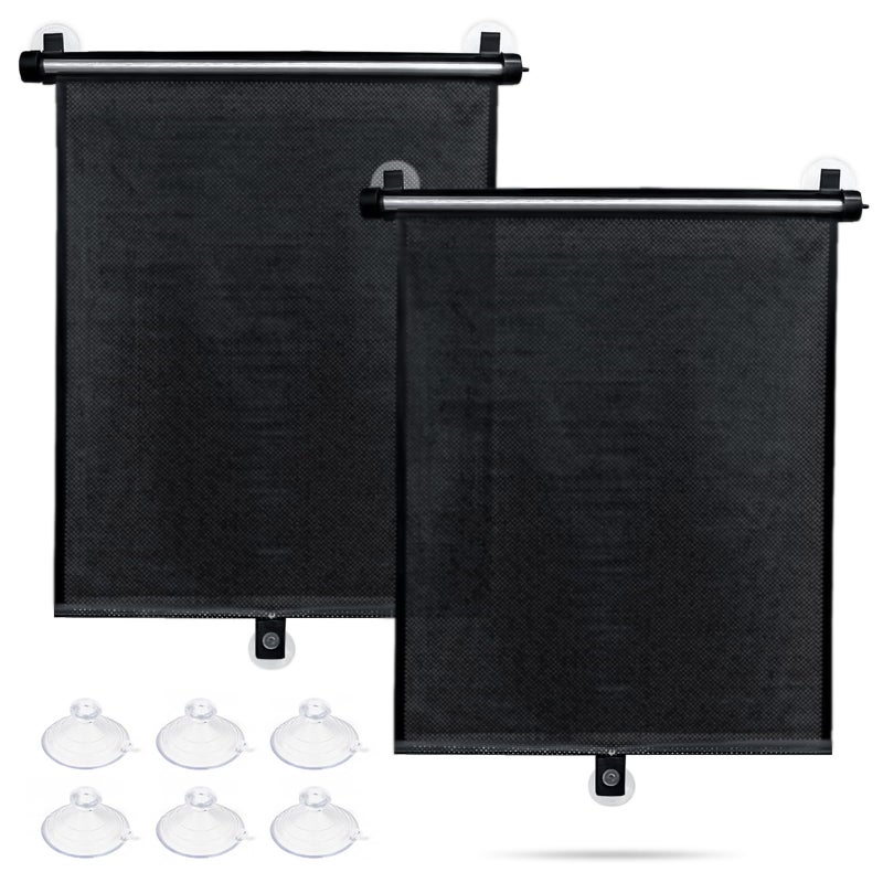 Sfee Car Window Shade for Side Windows, 2 Pack Sun Shade Retractable for Car Blocks Heat and UV Rays Glare Protection Roller Sunshade Visor for Baby, Kids, Pets, Passengers - Image 1